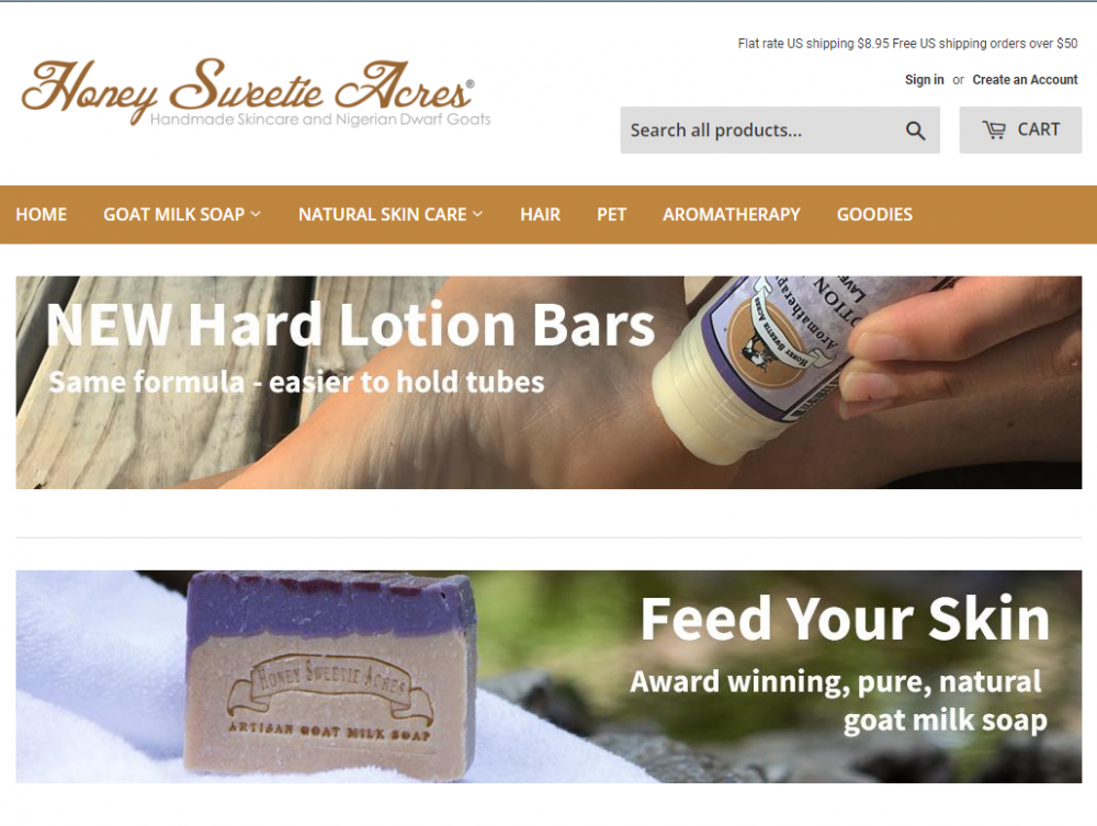 Screenshot Honey Sweetie Acres Shopping Website Home Page
