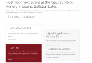 screenshot of a Galway Rock website page